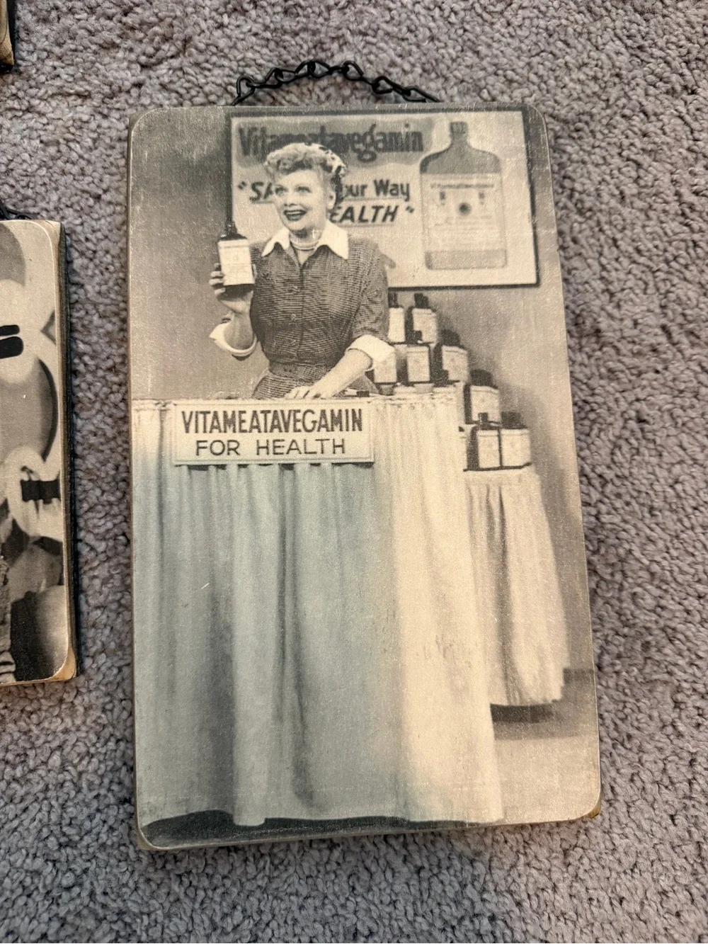 I Love Lucy Vintage-Style Black & White Wood Plaque Set